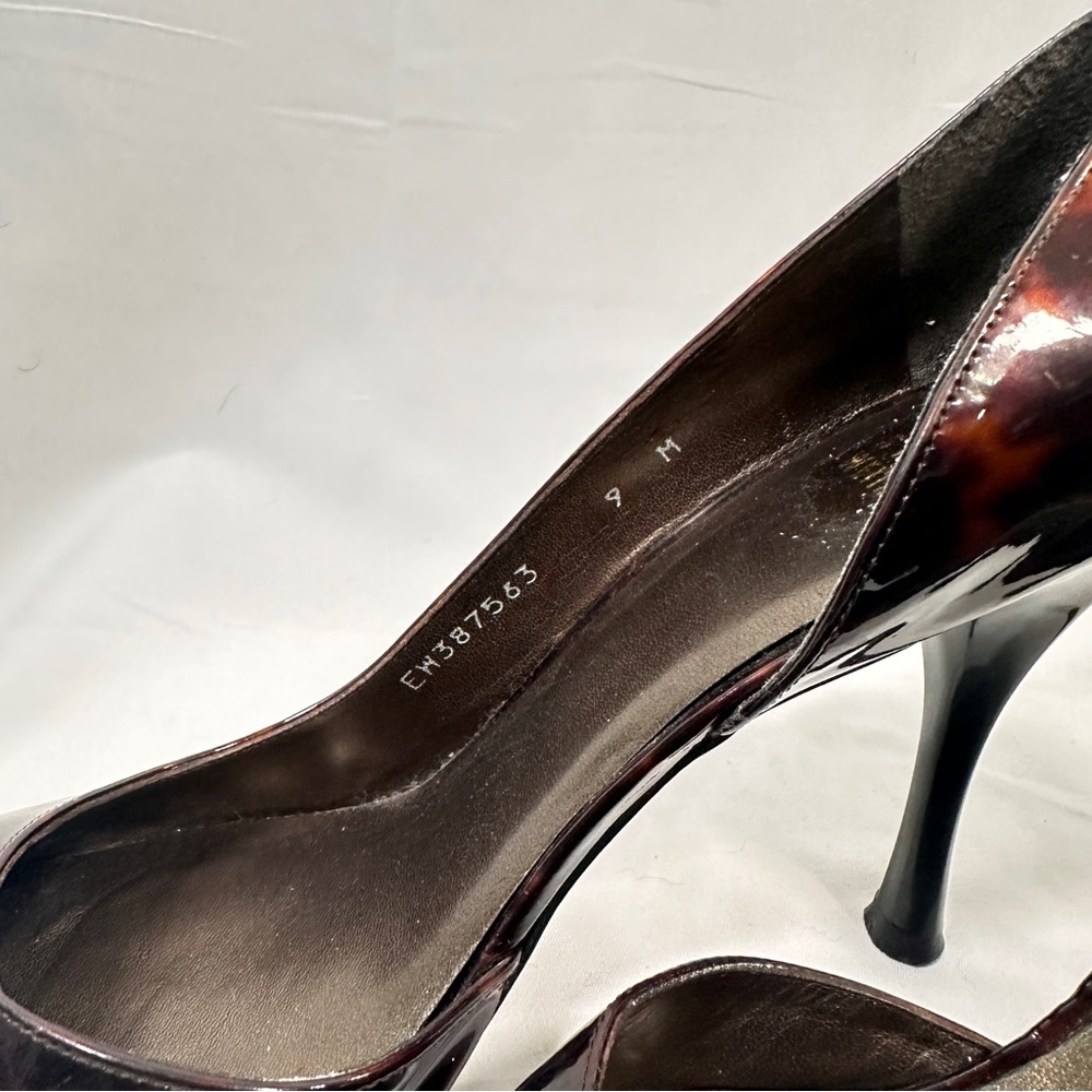 Stuart Weitzman Tortoise Shell Peep Toe Heels - Picture 5 of 12